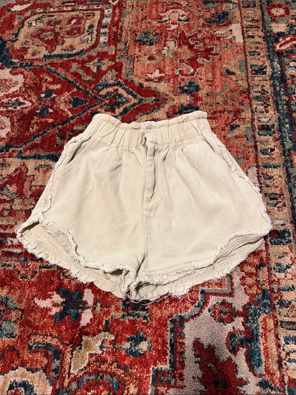 Papermoon Cream Frayed Hem Lounge Shorts